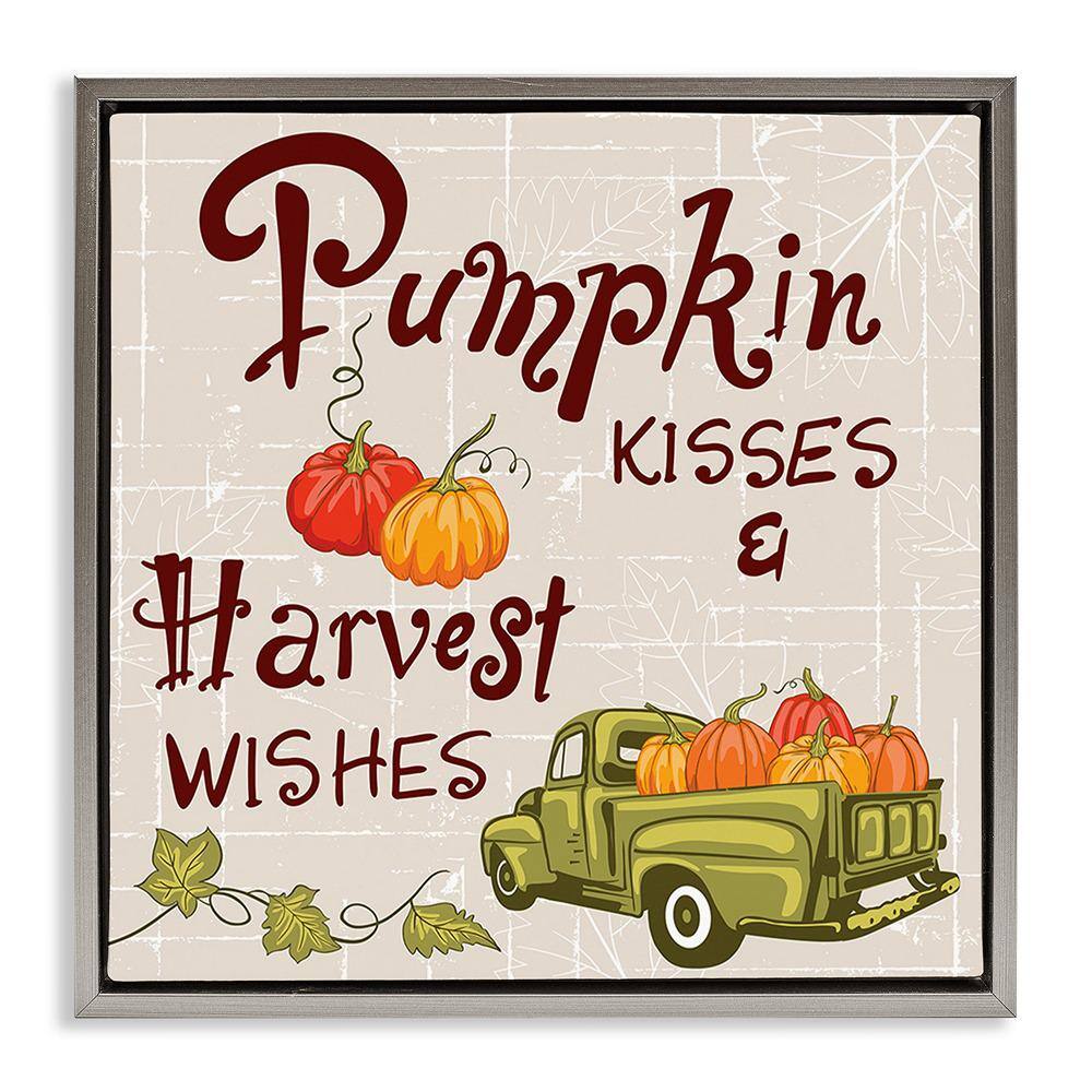 Farmhouse Pumpkin Kisses by Diane Labombarbe 1-Piece Floater Frame Graphic Print Typography Art Print 18 in. x 18 in. price history on PriceWatchPro