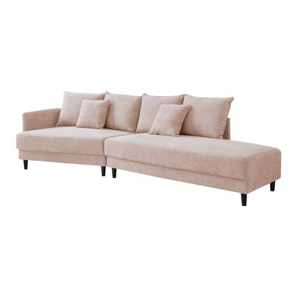 Unbranded 113.8 in. W Square Arm Polyester Modern RectangleStraight Reclining Sofa in Beige