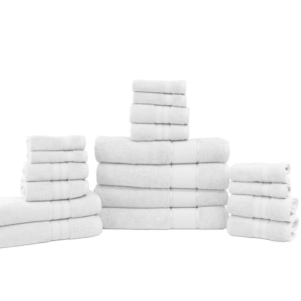 MODERN THREADS Spunloft 18-Piece White Solid Cotton Towel Set