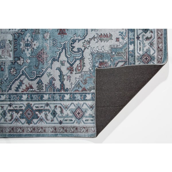 Maeva Traditional Oriental Mint/Gray 2 ft. x 7 ft. Runner Rug