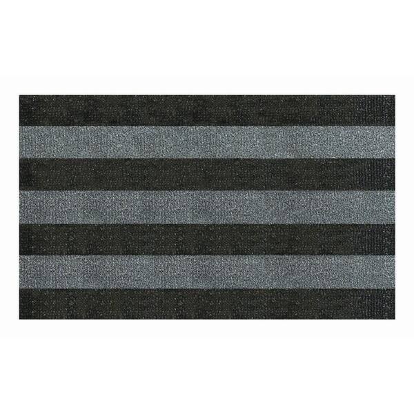 Patio Stripe Charcoal 35.5 in. x 59.5 in. Door Mat
