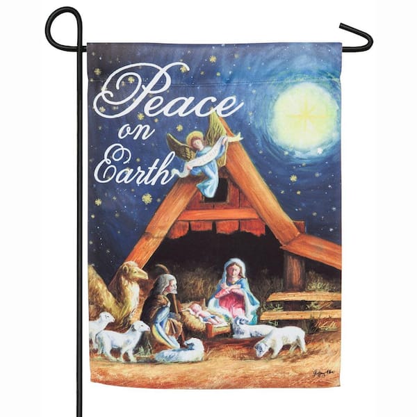 Evergreen 18 in. x 12.5 in. Christmas Manger Garden Suede Flag 14S8706 ...