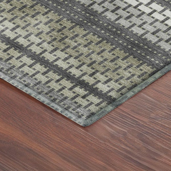 Mayfield Premium Machine Washable Abstract AMF2427 Gray 3 ft. x 4 ft. Area Rug