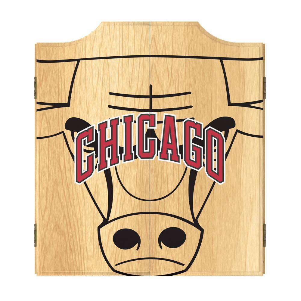 Chicago Bulls Fade 20.5 in. Dart Board with Cabinet, Darts and Scoreboards