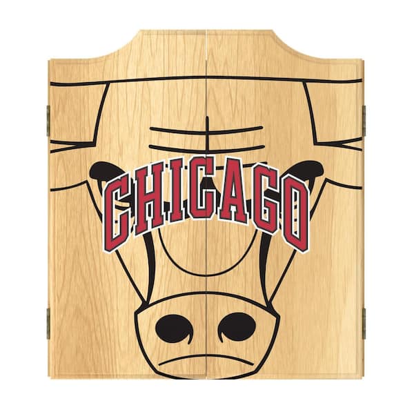Unbranded Chicago Bulls Fade 20.5 in. Dart Board with Cabinet, Darts and Scoreboards