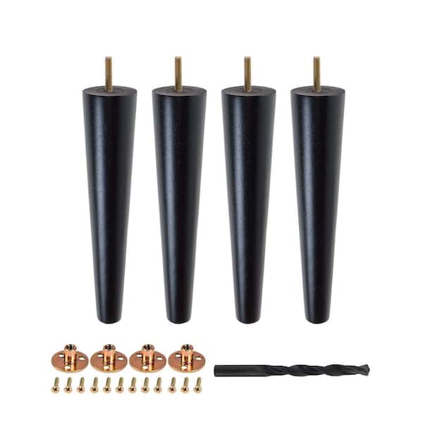 American Pro Decor 10 in. x 2-1/8 in. Mid-Century Espresso Hardwood Round Taper Leg (4-Pack)