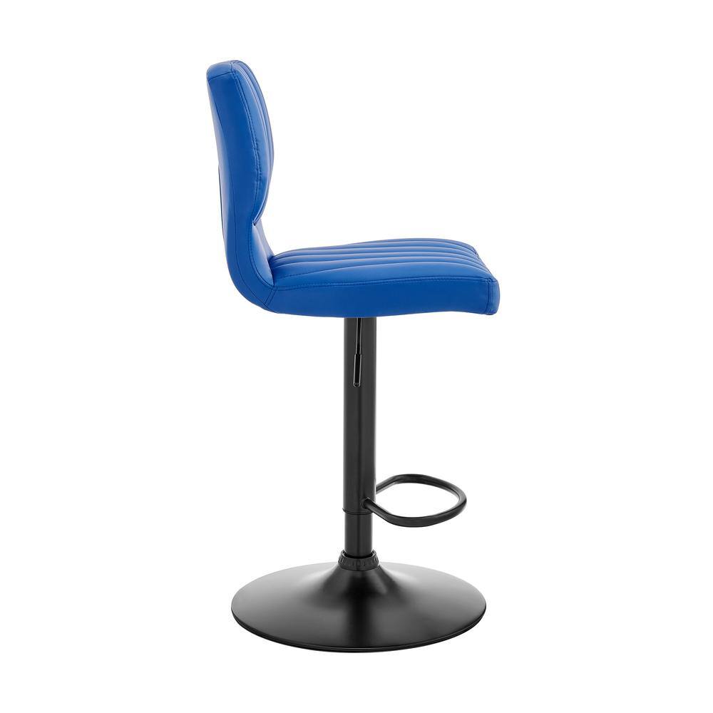Contempo Chic 17" Blue Faux Leather & Metal Swivel Adjustable Barstool