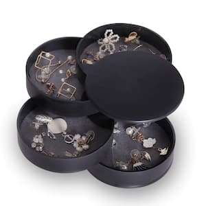 5-Layer Black Jewelry Tray Case with Lid