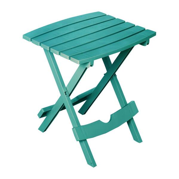 Adams Manufacturing Quik-Fold Teal Resin Plastic Outdoor Side Table