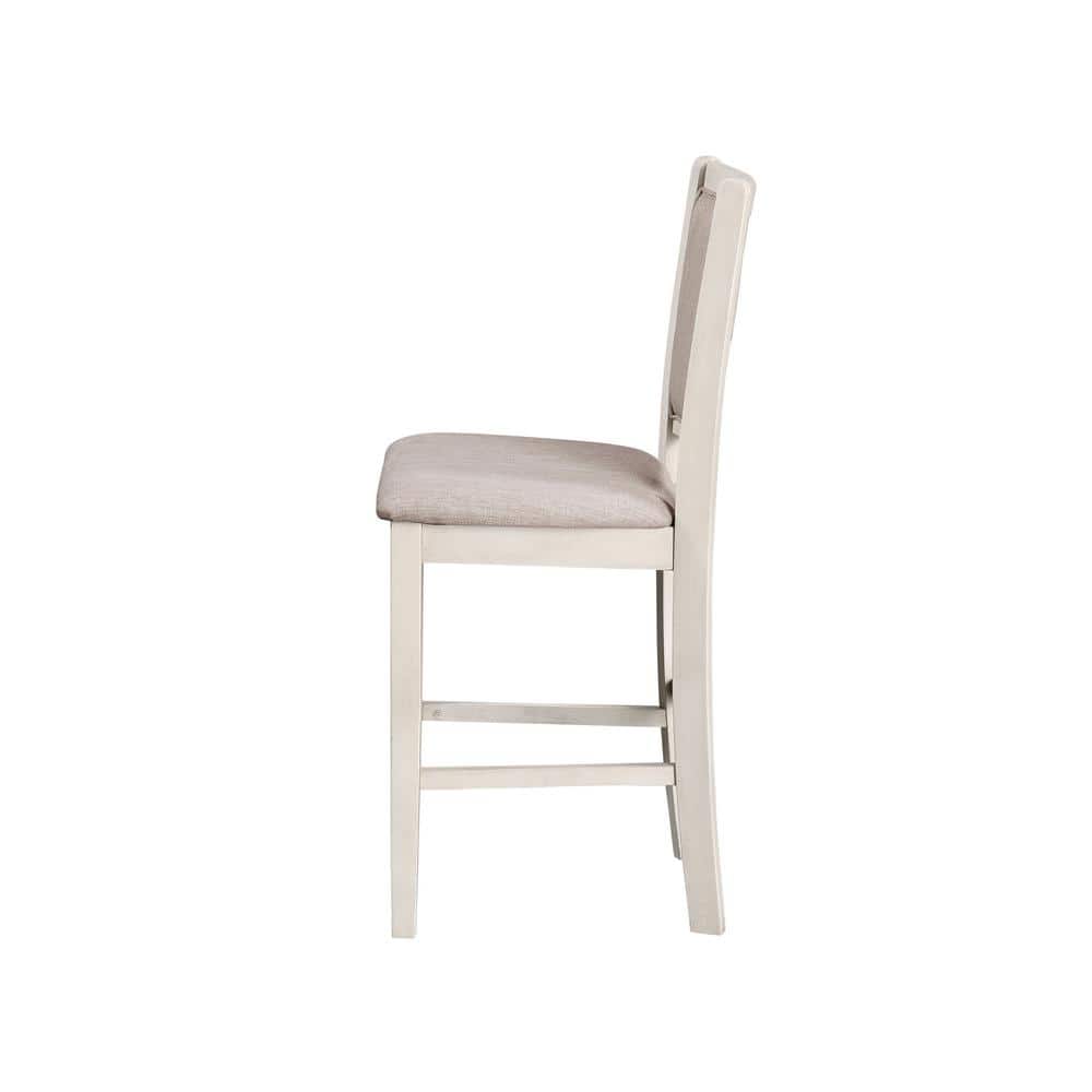 Cream Round Wood Counter Pub Set with 4 Chairs