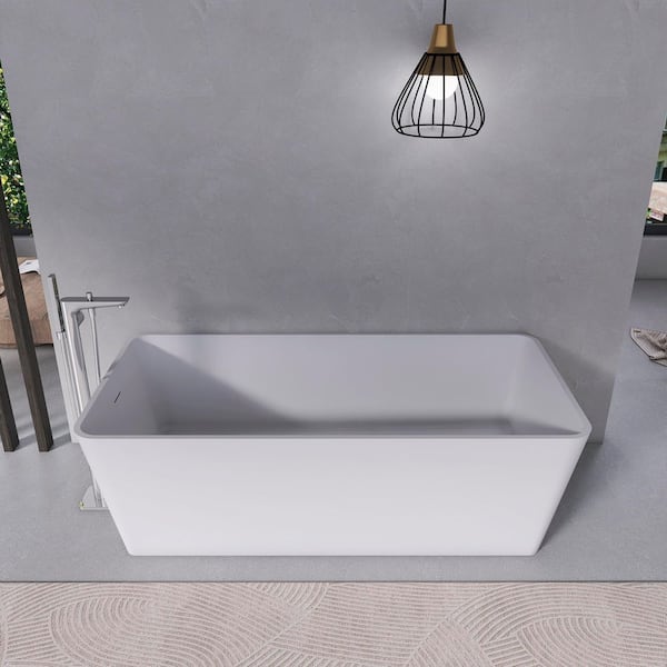 Xspracer Moray 67 in. Solid Surface Stone Resin Flatbottom