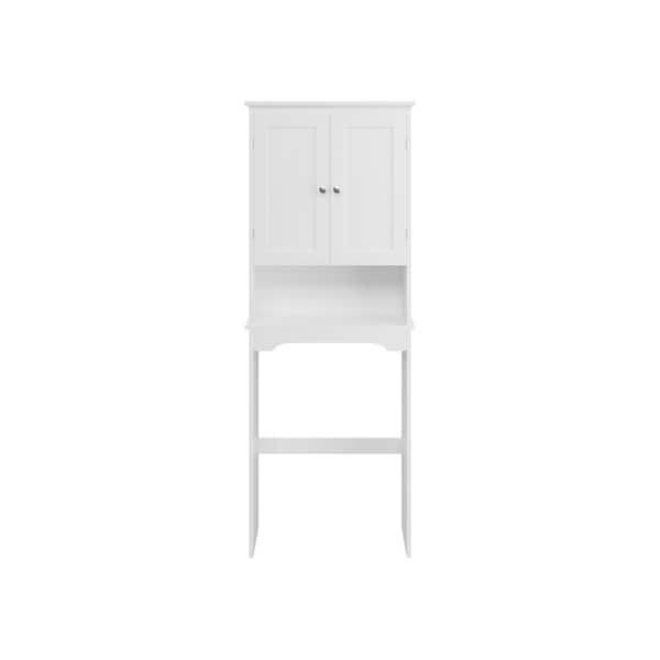 Unbranded 24.8 in. W x 66 in. H x 9 in. D White Over The Toilet Storage with Adjustable Shelves & Doors