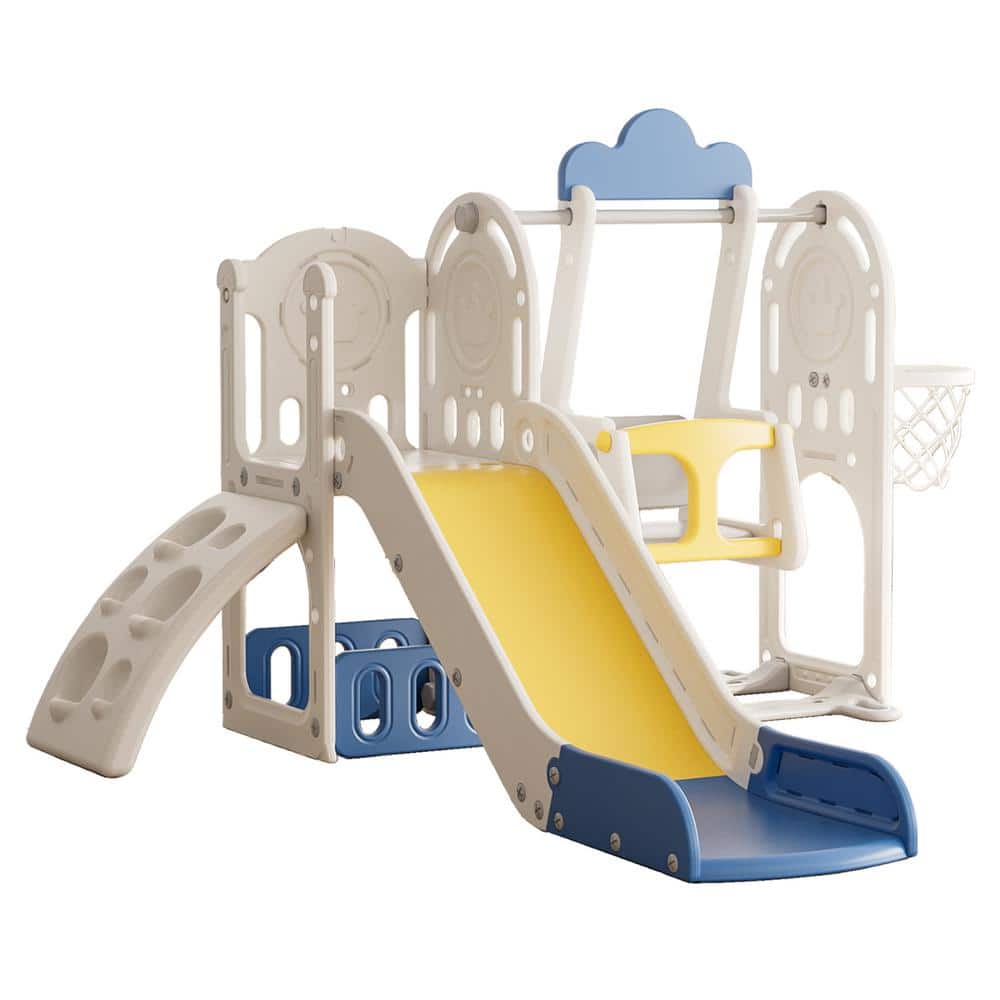 Multicolor 5 in 1 Baby Slide Outdoor Indoor Playground with Climbing, Stron