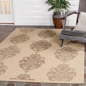 Courtyard Natural/Brown 5 ft. x 8 ft. Floral Indoor/Outdoor Patio  Area Rug