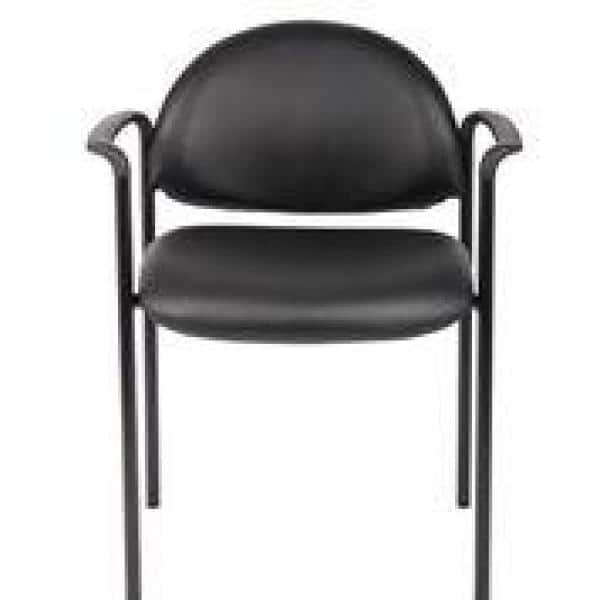 Contemporary Black Caressoft Stacking Chair with Metal Frame