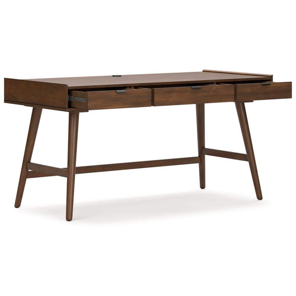 Lyncott 60" Brown Wood Home Office Desk with Drawers