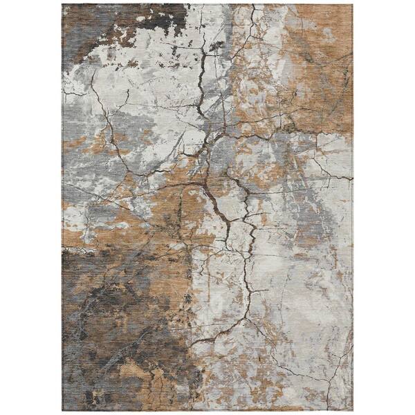 Chantille Machine Washable Indoor/Outdoor Abstract ACN2431 Copper 9 ft. x 12 ft. Area Rug
