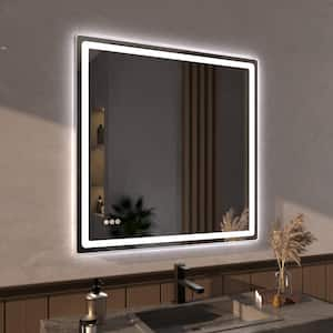 Niveous 36 in. W x 36 in. H Rectangular Frameless LED Wall Bathroom Vanity Mirror