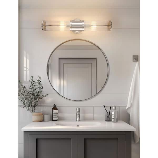3 in. 2-Light Chrome Vanity Light Fixture with Sparkling Crystal Accents Versatile Bathroom Wall Sconce for Vanity