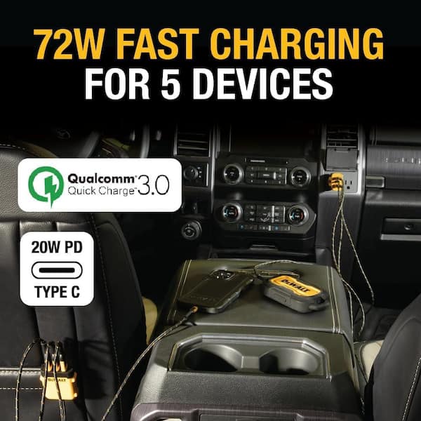 DEWALT - 5-Port Front and Back Seat Mobile USB PD Charger