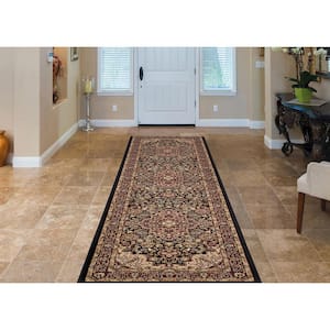 Silk Road Black 2 ft. x 7 ft. Medallion Runner Rug