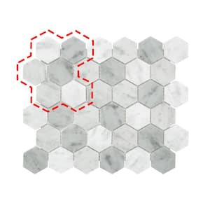 White Carrara Hexagon 6 in. x 6 in. Recycled Glass Marble Mosaic Tile Looks Floor And Wall Tile (0.25 sq.ft.)