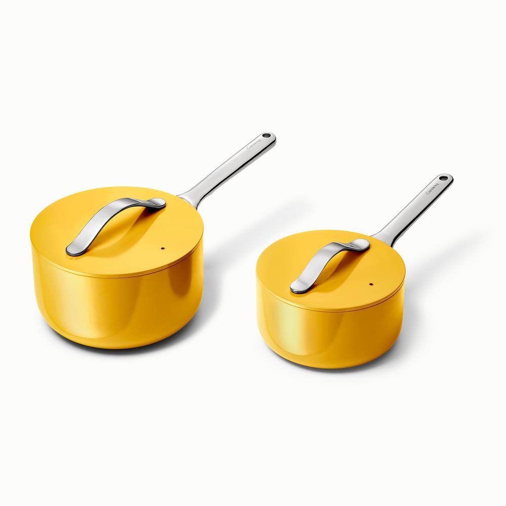 Lemon Yellow Aluminum Non-Stick Saucier with Lid