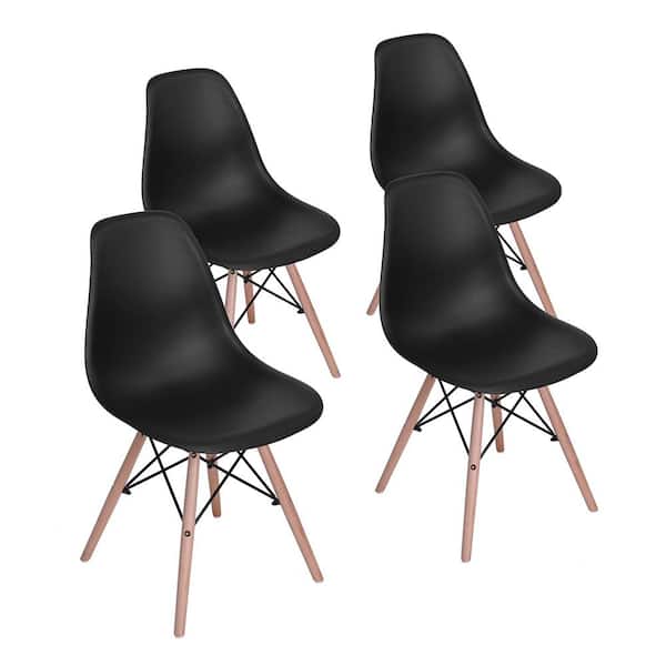 Unbranded Black Ergonomic Curved Back Premium Plastic Outdoor Dining Chair -Set of 4