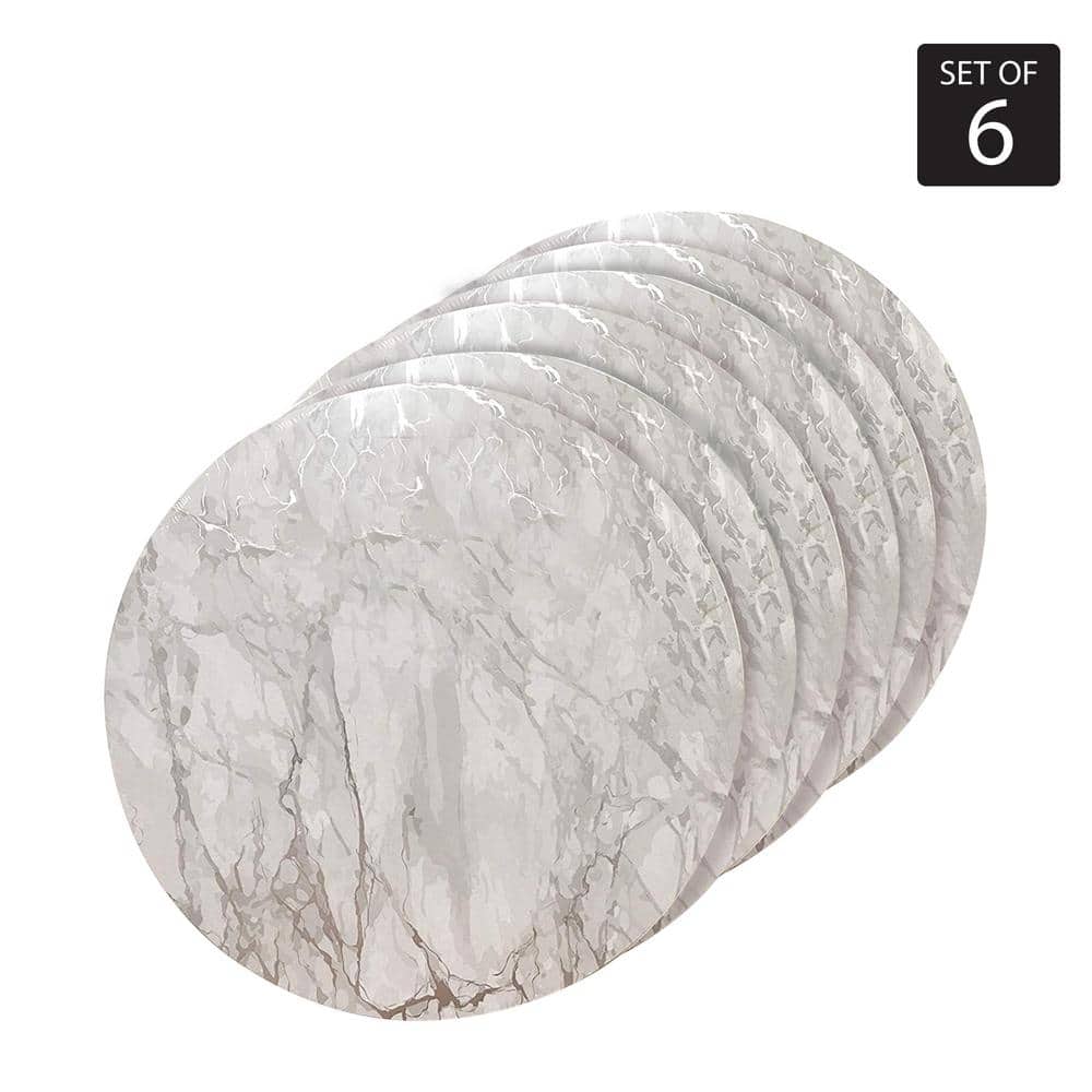 Marble Cork 15 in. x 15 In. Grays and Silver Cork Round Placemats Set of
