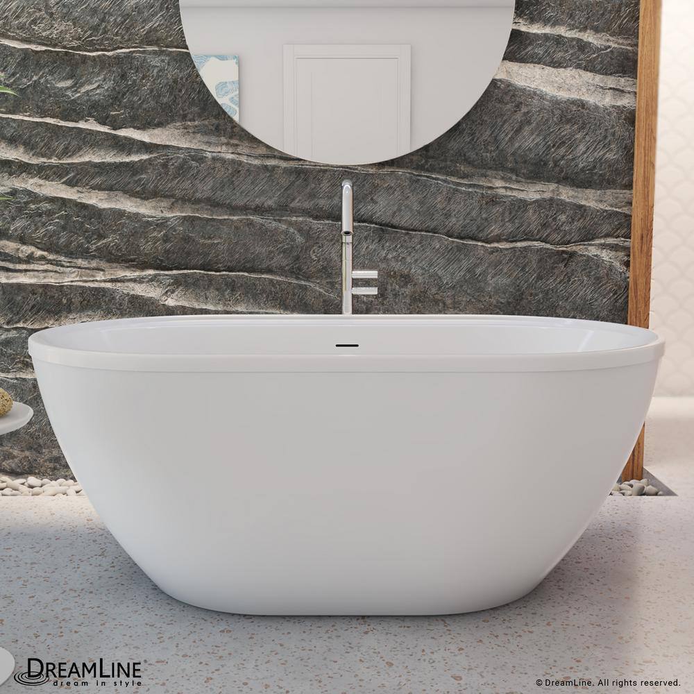 Essence 60-Inch White Acrylic Freestanding Soaking Bathtub