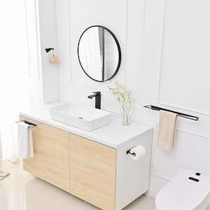 4-Piece Bath Hardware Set with 2 Towel Bars,Inlcuded Towel Hook and Toilet Paper Holder in Black