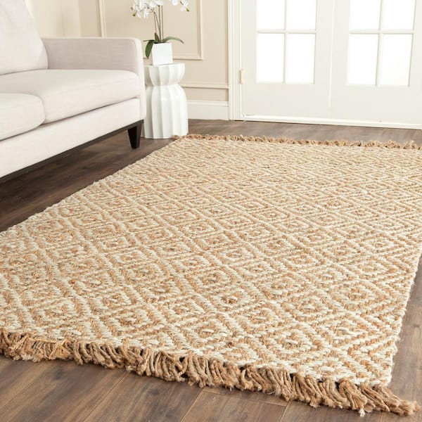 Natural Fiber Beige/Ivory 11 ft. x 15 ft. Diamond Woven Area Rug