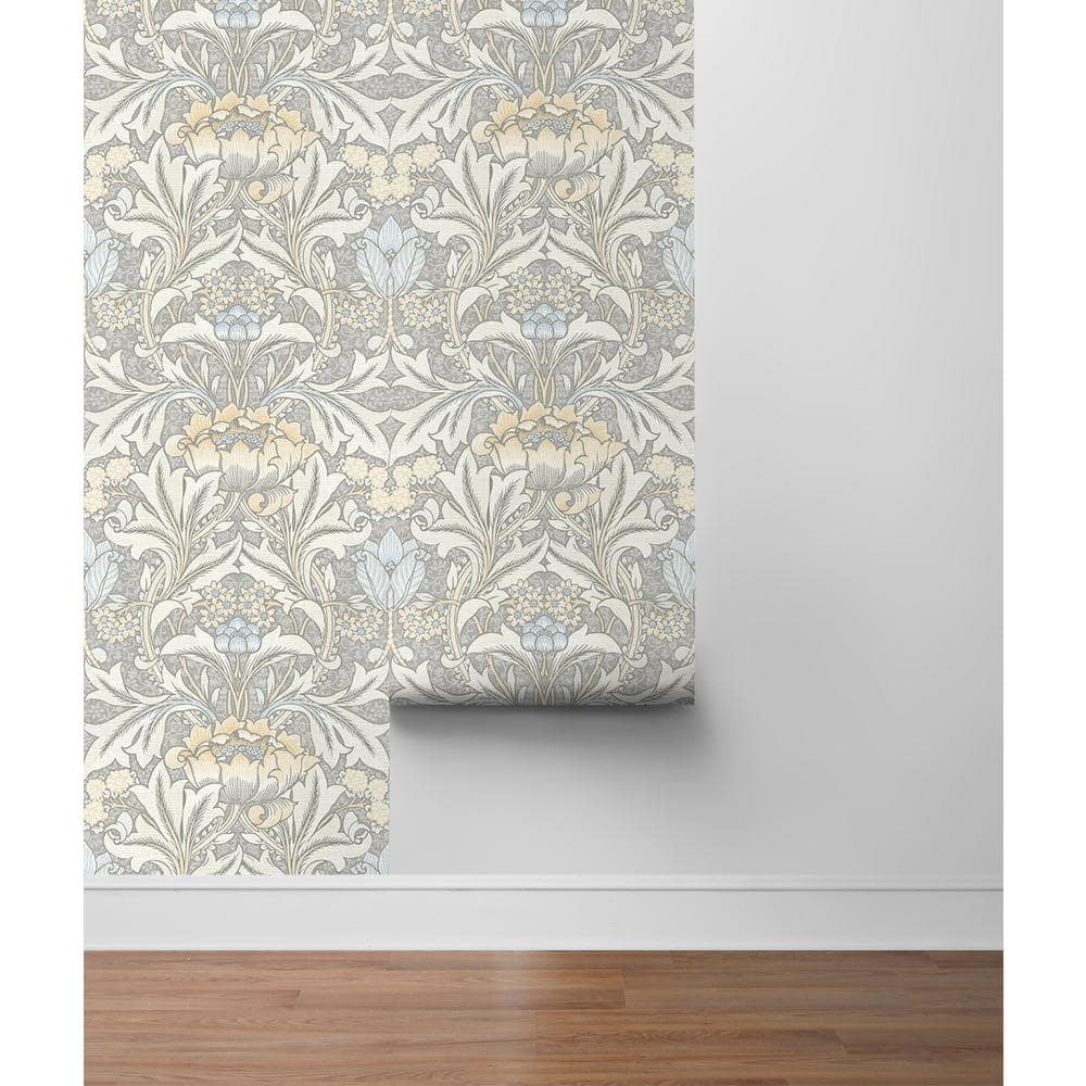 Daydream Grey & Pearl Blue Floral Peel and Stick Wallpaper