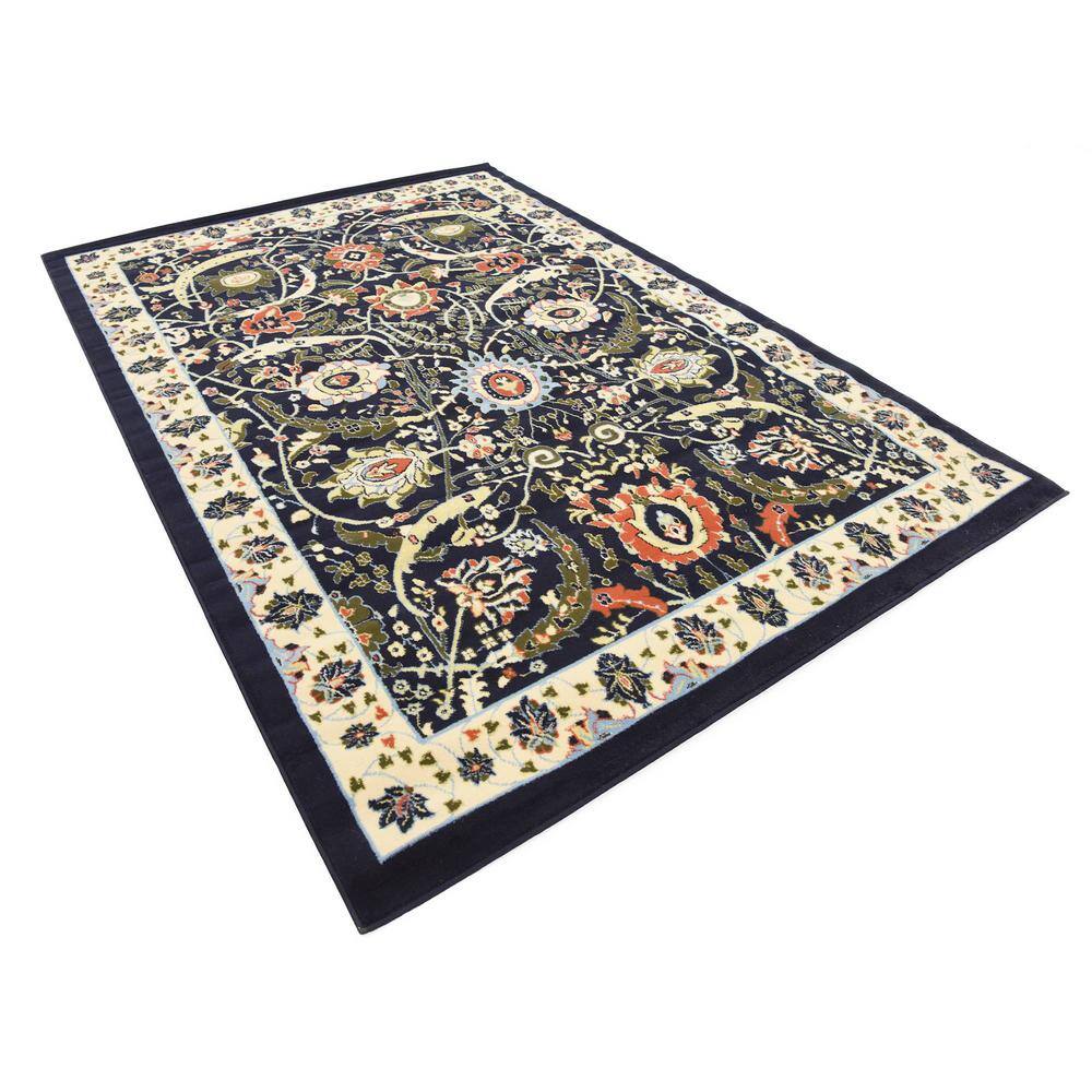 Handmade Rectangular Navy Blue Synthetic 6' x 9' Easy-Care Rug