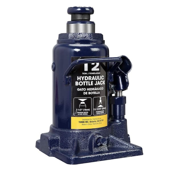 TCE 12-Ton Low Profile Hydraulic Welded Heavy Duty Bottle Jack, Blue  AT91207AU The Home Depot
