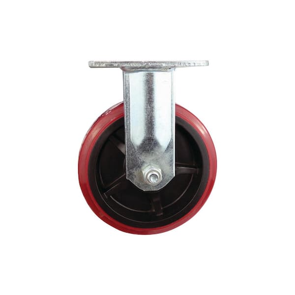 Shepherd 6 in. Red Polyurethane and Steel Rigid Plate Caster with 900 ...