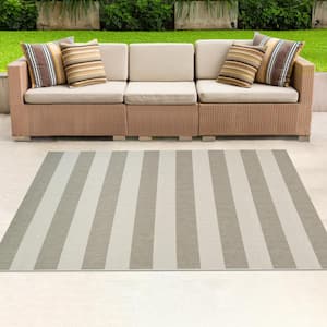 Afuera Yacht Club Tan-Ivory 2 ft. x 4 ft. Indoor/Outdoor Area Rug