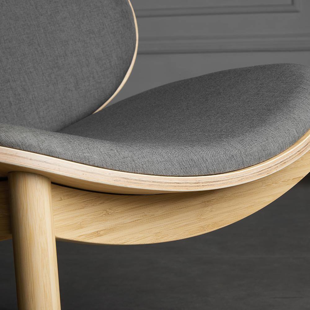 Gray Velvet Lounge Chair with Bamboo Frame
