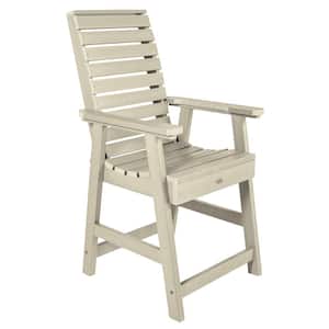 Weatherly Whitewash Counter-Height Recycled Plastic Outdoor Dining Arm Chair