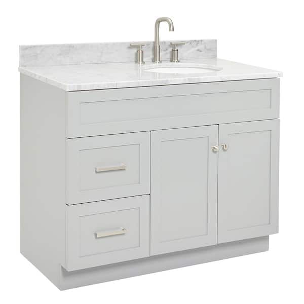ARIEL Hamlet 43 in. W x 22 in. D x 35.25 in. H Bath Vanity in Grey with  Carrara Marble Vanity Top F043SRCW2OVOGRY - The Home Depot