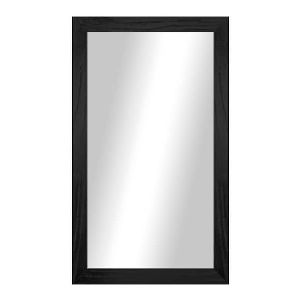2 in Black Frame (30 in. W x 19 in. H) Oak Hardwood Rectangle Wall Mirror