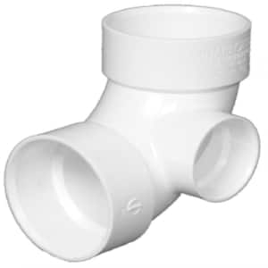 3 in. x 3 in. x 2 in. PVC DWV 90-Degree Hub Hub Elbow with Side Inlet