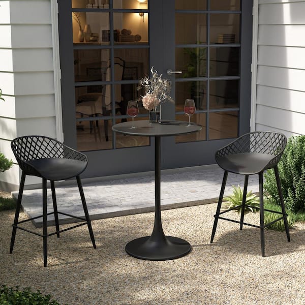 Jamesdar Kurv 3-Piece Black Counter Height Bistro Set