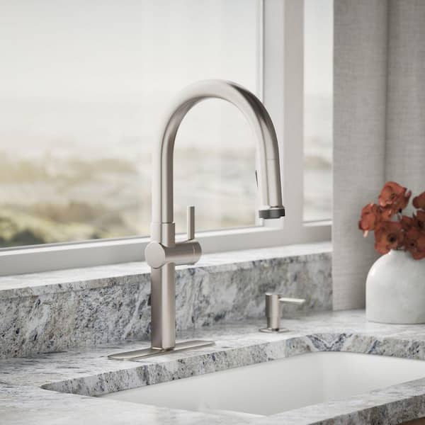 Rune Single-Handle Pull-Down Sprayer Kitchen Faucet in Vibrant Stainless