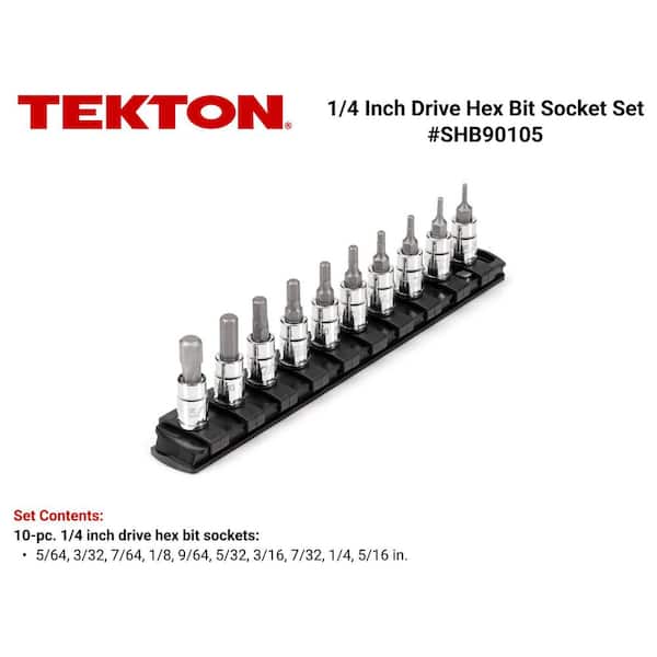 1/4 in. Drive Hex Bit Socket Set, 10-Piece (5/64-5/16 in.) with Rail