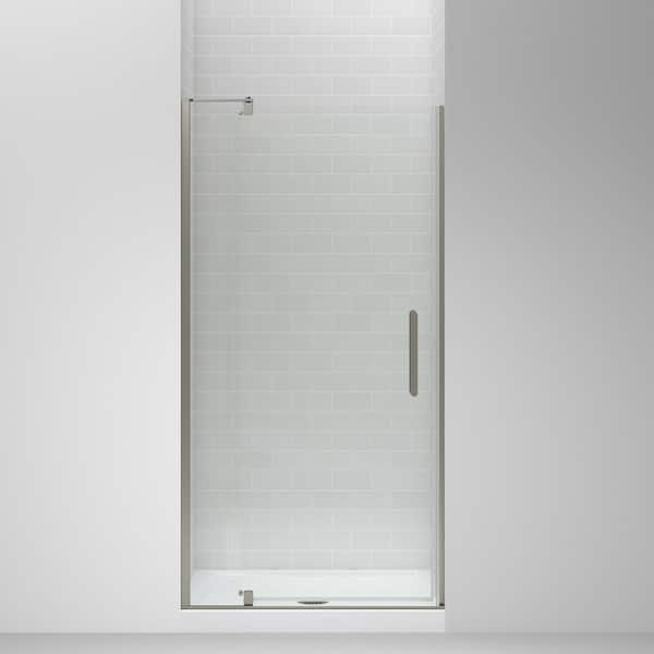 Echelon 36 in. W x 70 in. H Frameless Pivot Shower Door in Anodized Brushed Nickel with Clear Glass