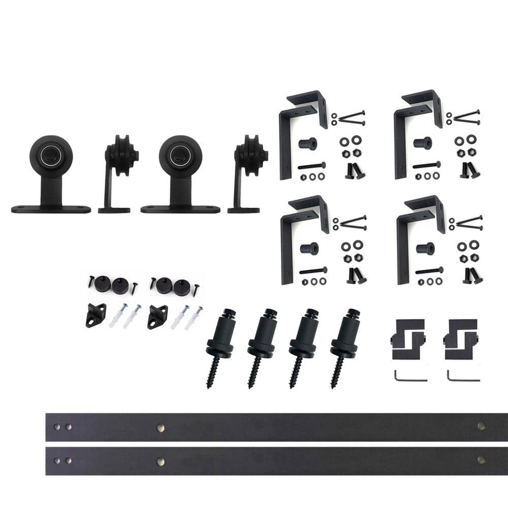 5 ft./60 in. Black Rustic Double Track Bypass U-Shape Sliding Barn Door Hardware Kit - T-Shape Design Roller price history on PriceWatchPro