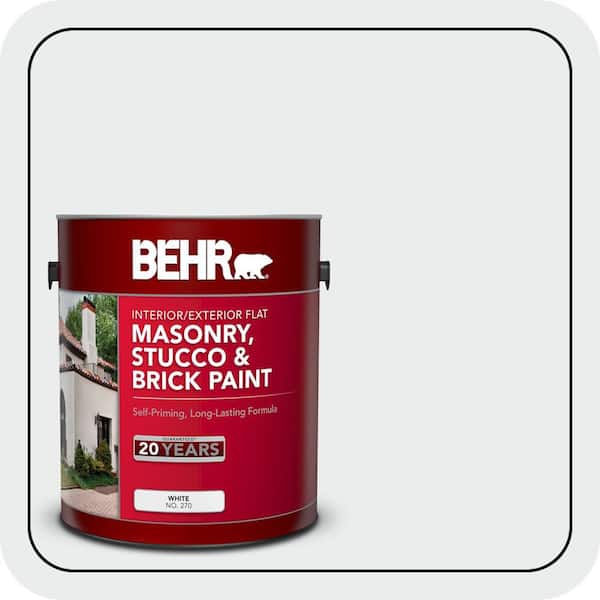 1 gal. #BWC-12 Vibrant White Flat Interior/Exterior Masonry, Stucco and Brick Paint