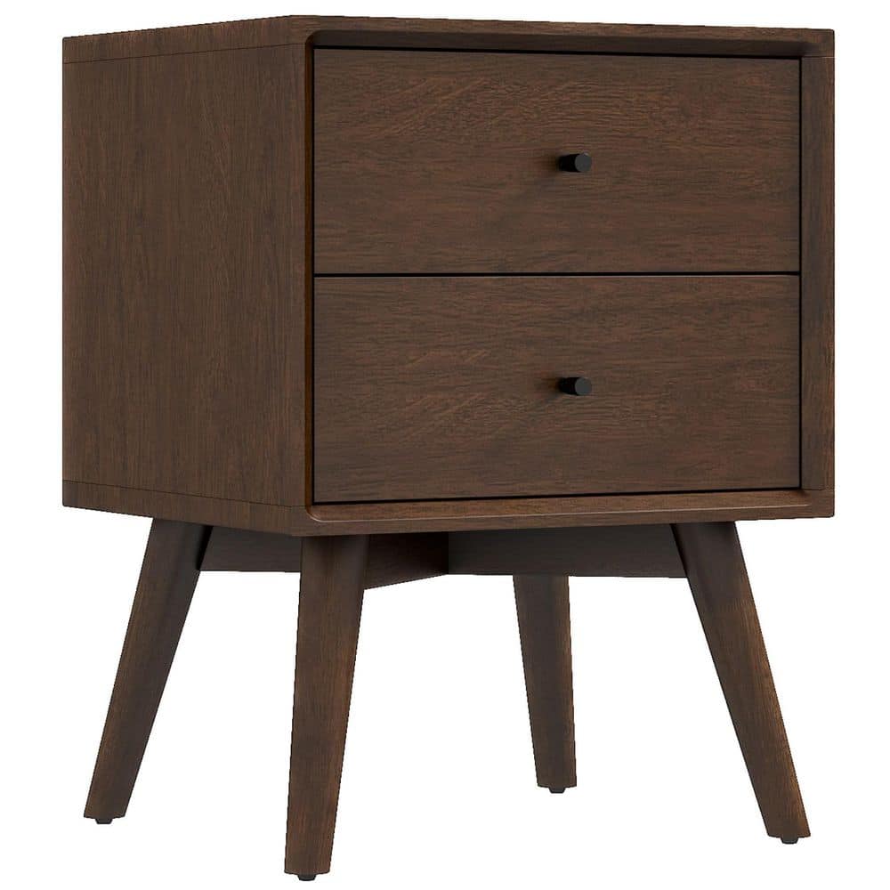 Ashcroft Furniture Co Francesca 2Drawer Walnut MidCentury Solid Wood