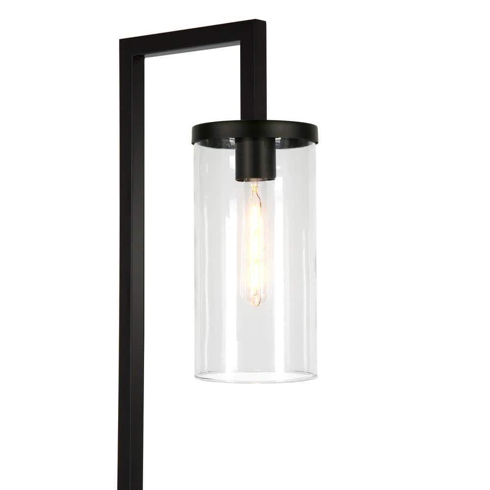 Malva Arc Blackened Bronze Floor Lamp with Clear Glass Shade